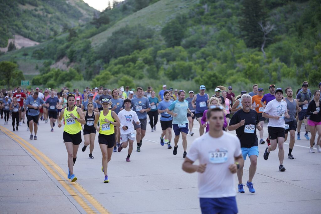 Runners down Provo Canyon